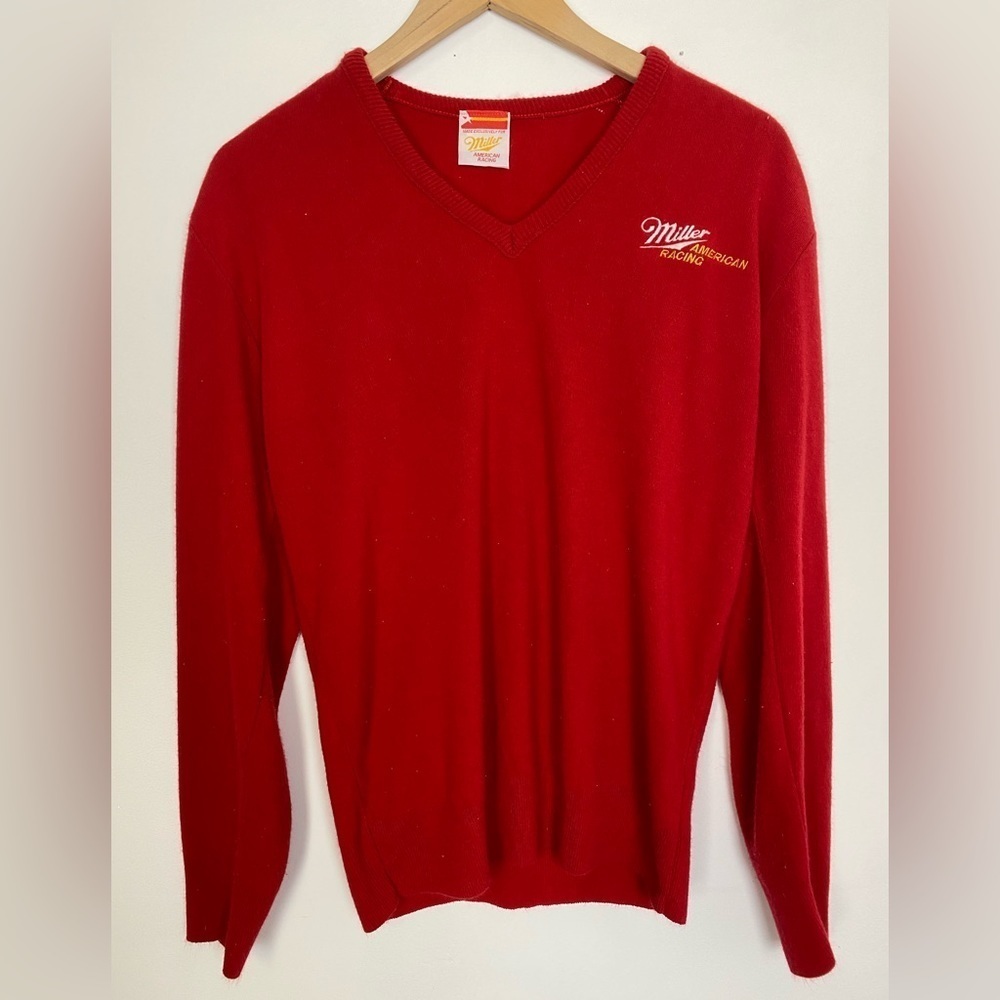 Vintage Miller American Racing V Neck Sweater, Red V Neck, Pullover Sweater, XL - Picture 11 of 12